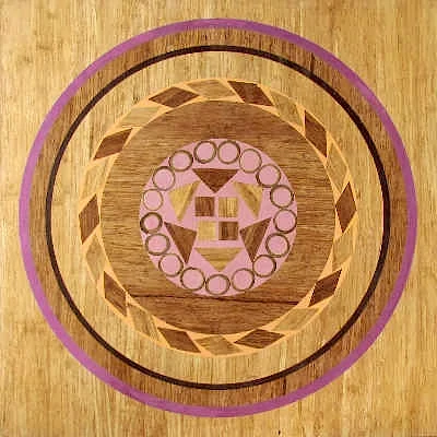 Bamboo marquetry inlay mandala design