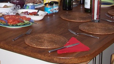 Bamboo work tops and dinner tables