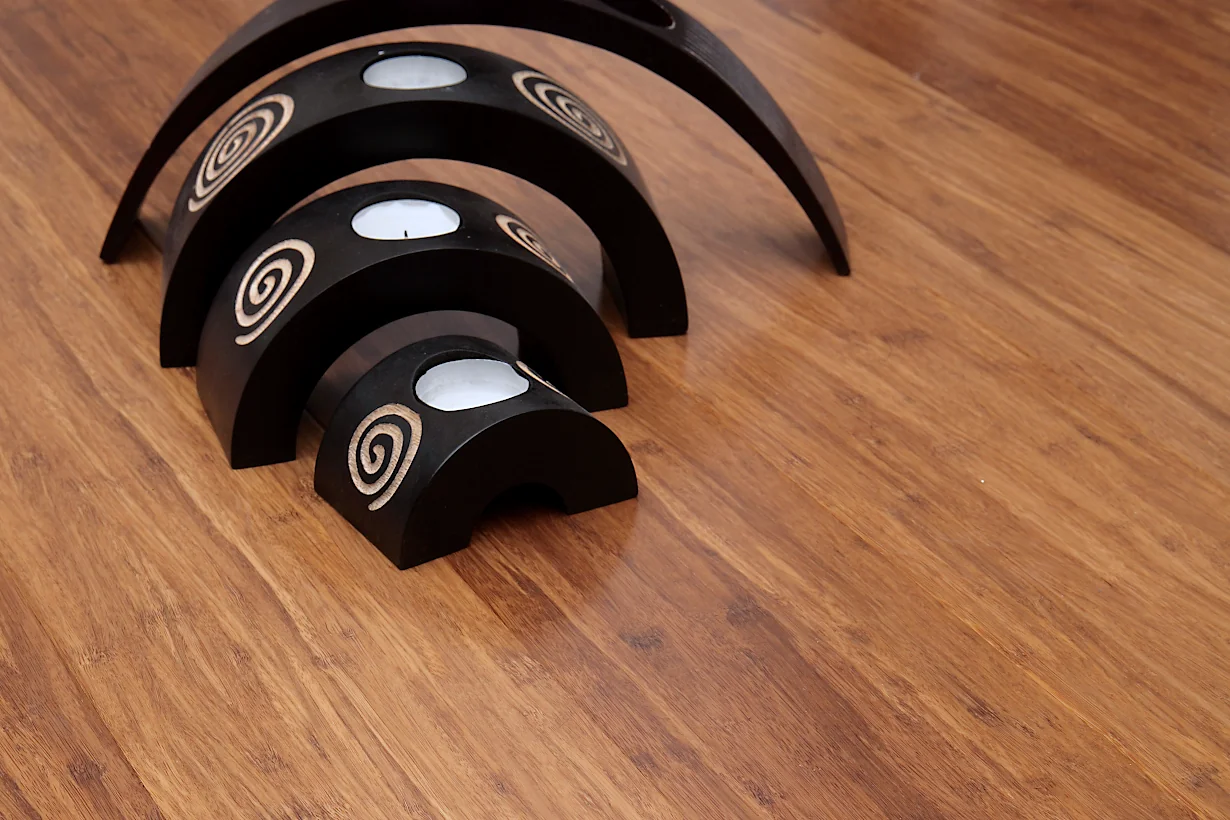 Bamboo wide board flooring with apple contrast