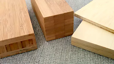 Sample pieces of bamboo panels