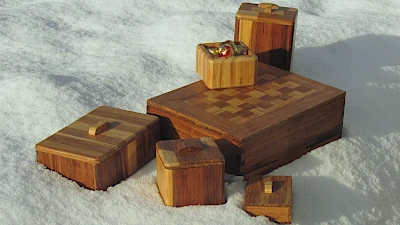Bamboo boxes of various types